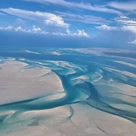 Aerial view of turquoise sandbanks in Bazaruto Archipelago, Mozambique